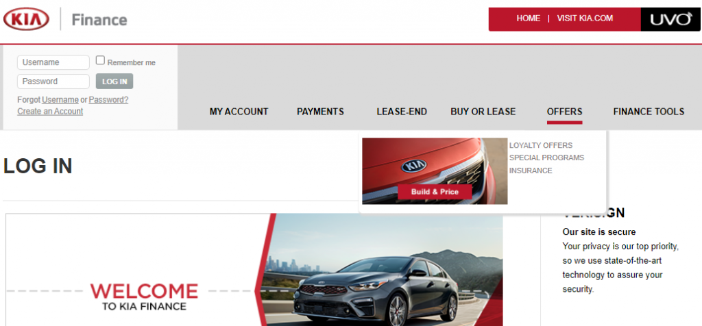 kia motors finance login