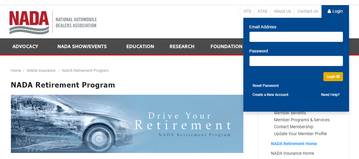 NADA Retirement Program Login